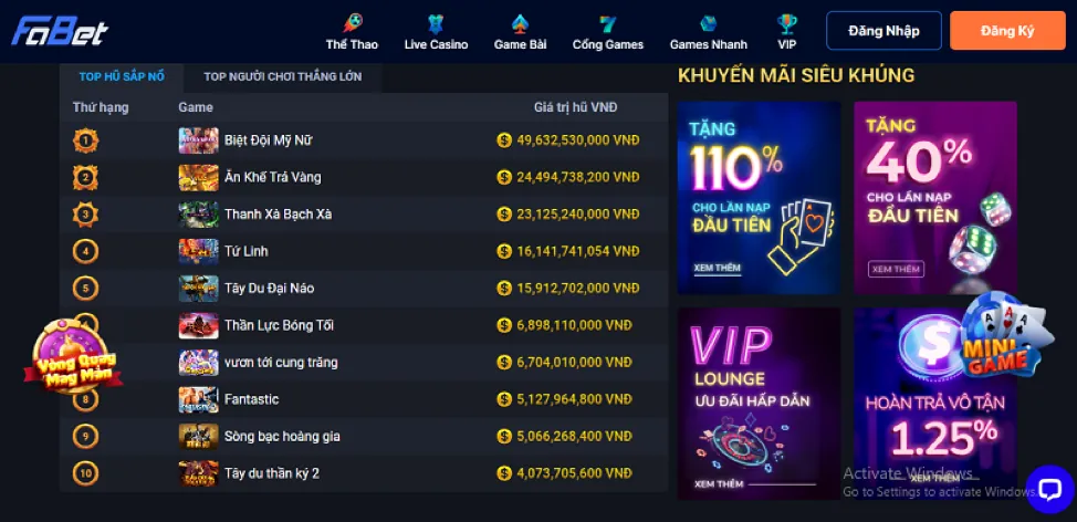 Bảng cấp độ VIP u888vip0 link mới